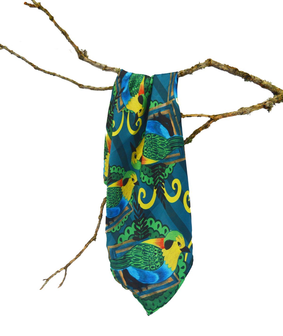 Pañoleta colorida tangara multicolor ave colombiana colgada en una rama